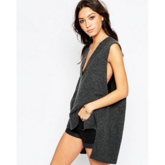 Free People Jackets & Blazers - Free People Lambswool Swing Vest Tank in Charcoal